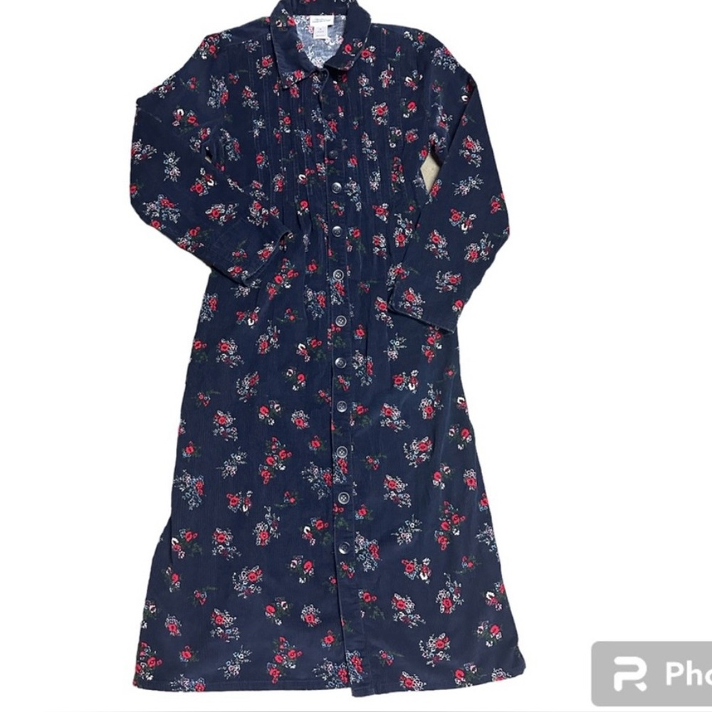 Corduroy Long Sleeve Dress in Navy